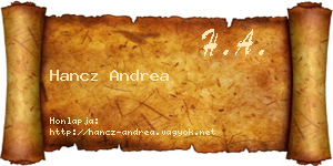Hancz Andrea névjegykártya